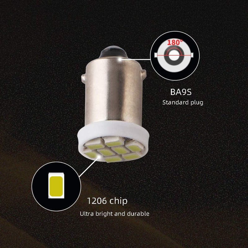 Grandview BA9 BA9S 53 57 1895 64111 White Car Vehicle BA9S White Super Bright LED Bulbs Used for Side Door Courtesy Lights Map Lights - Pack of 10 - Image 4